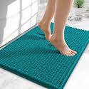 OLANLY Thick Chenille Small Bathroom Rugs Mats 24x16, Deep Lake