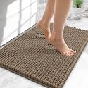 OLANLY Thick Chenille Small Bathroom Rugs 24x16, Absorbent Bath Mat, Tan