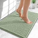 OLANLY Thick Chenille Small Bathroom Rugs Mats 24x16, Sage Green