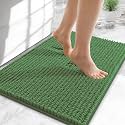 OLANLY Thick Chenille Small Bathroom Rugs Mats 24x16, Olive Green