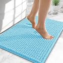 OLANLY Thick Chenille Small Bathroom Rugs Mats 24x16, Sky Blue