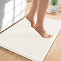 OLANLY Thick Chenille Small Bathroom Rugs 24x16, Absorbent Bath Mat, Ivory
