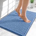 OLANLY Thick Chenille Small Bathroom Rugs Mats 24x16, Cornflower Blue