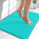 OLANLY Thick Chenille Small Bathroom Rugs 24x16, Absorbent Bath Mat, Teal