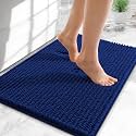 OLANLY Thick Chenille Small Bathroom Rugs 24x16, Absorbent Bath Mat, Navy