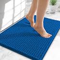 OLANLY Thick Chenille Small Bathroom Rugs Mats 24x16, Deep Navy Blue