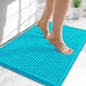 OLANLY Thick Chenille Small Bathroom Rugs Mats 24x16, Aqua Sky