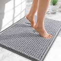 OLANLY Thick Chenille Small Bathroom Rugs 24x16, Absorbent Bath Mat, Grey
