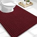 OLANLY Thick Chenille Toilet Rugs U-Shaped 24x20, Burgundy