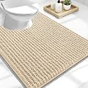 OLANLY Thick Chenille Toilet Rugs U-Shaped 24x20, Beige