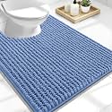 OLANLY Thick Chenille Toilet Rugs U-Shaped 24x20, Cornflower Blue