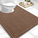 OLANLY Thick Chenille Toilet Rugs U-Shaped 24x20, Mocha