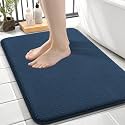 OLANLY Thick Memory Foam Small Bathroom Rug 24x16, Absorbent Bath Mat, Navy