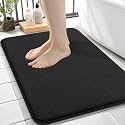 OLANLY Memory Foam Small Bathroom Rugs 24x16, Absorbent Bath Mat, Black