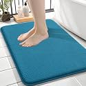 OLANLY Memory Foam Small Bathroom Rugs 24x16, Absorbent Mat, Peacock Blue