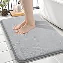 OLANLY Memory Foam Small Bathroom Rug 24x16, Absorbent Bath Mat, Light Grey
