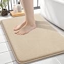 OLANLY Memory Foam Small Bathroom Rugs 24x16, Absorbent Bath Mat, Beige