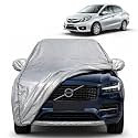 Old Amaze 100% Waterproof Car Cover | Dustproof Sun Protection Cover | Soft Cotton Lining | Triple Stitched | Mirror Pocket | Antenna Pocket | All Weather Body Cover (Silver with Yellow Piping)