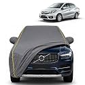 Old Amaze 100% Waterproof Car Cover | Dustproof Sun Protection Cover | Soft Cotton Lining | Triple Stitched | Mirror Pocket | Antenna Pocket | All Weather Body Cover (Grey with Yellow Piping)