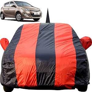 old i20 dustproof car cover with mirror amp antenna pockets red blue stripes taffeta polystertriple stitched compatible with hyundai old i20 car cover 2008 to 2014 old i20 car accessories