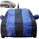 Hyundai Old i20 Dustproof Car Cover with Mirror &amp; Antenna Pockets, Royal Blue Stripes, Taffeta Polyester, Triple Stitched (2008 to 2014)"