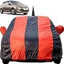 Old i20 Dustproof Car Cover with Mirror &amp; Antenna Pockets, Red Blue Stripes, Taffeta Polyster,Triple Stitched, Compatible with Hyundai Old i20 Car Cover (2008 to 2014), Old i20 Car Accessories