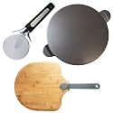 Old Stone Pizza Making Kit, Includes 15-inch Round Glazed Pizza Stone, Bamboo Pizza Peel, and Pizza Cutter