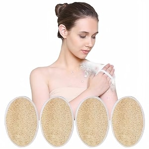old tree oval body loofah pack of 8 for men and women - natural scrubber for bathing - for all type of skin -biodegradable and eco-friendly natural scrubber
