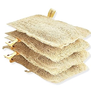 old tree rectangular body scrubber pack of 4 for men and women - natural loofah sponge for bathing - biodegradable and eco-friendly natural scrubber gentle on the skin  skin friendly  bathroom accessories