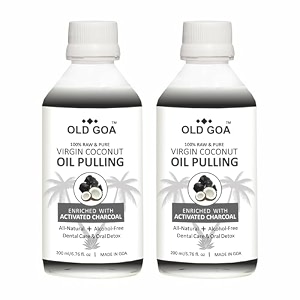 oldgoa natural organic pure virgin coconut enriched with spearmint oil best for strengthens jawsfortifies teeth fresh breath - pack of 2 activated charcoal