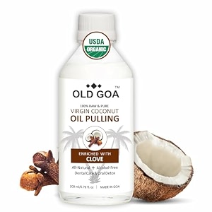 coconut oil pulling mouthwash  cold pressed virgin coconut oil  ayurvedic mouthwash  for healthy teeth amp gums bad breath teeth whitening fresh breath  oral amp dental care  200ml clove