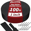 Oleitodh 100 ft 1 in 2:1 Heat Shrink Braided Sleeving, Black