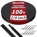 100 ft 1/4 in 2:1 Heat Shrink Braided Sleeving, Black
