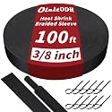 100 ft 3/8 in 2:1 Heat Shrink Braided Sleeving, Black