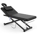 Olela 2 Motor Electric Stationary Massage Table, Heavy Duty Massage Table, 31.2" Wide Professional Massage Bed with Electric Backrest & Electric Lift, Metal X-Frame, PU Leather