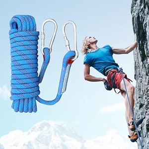 oligitdi static outdoor climbing rope with 2 hooks 49ft rappelling rope for travel hiking safety escape rope outdoor mountaineering hauling