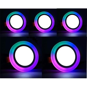 olips 9w 63 led ceiling panel down light  dual color change by onoff switch  fan box pop decorative led  white center amp color ring design multicolor 5