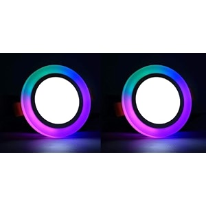 olips 9w 63 led ceiling panel down light  dual color change by onoff switch  fan box pop decorative led  white center amp color ring design multicolor 2