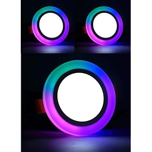 olips 9w 63 led ceiling panel down light  dual color change by onoff switch  fan box pop decorative led  white center amp color ring design multicolor 3
