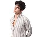 Olive amp White Broad Striped Texture Shirt