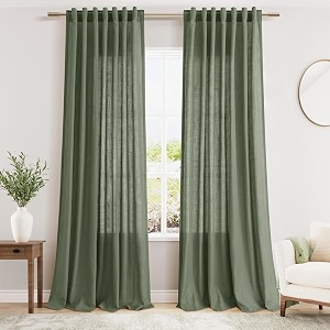 Olive Green Linen Curtains 120 Inch Extra