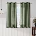 Olive Green Linen Curtains 60 Inch Long