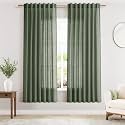 Olive Green Linen Curtains 70 Inch Long