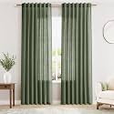 Olive Green Linen Curtains 84 Inches Long