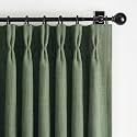 Olive Green Pinch Pleated Dual Layer Linen Curtains 40 x 84 Inches Long for Bedroom, Full Blackout Memory Trained Soundproof Heat Blocking Loden Farmhouse Windows Drapes for Dining Room 7 FT Length