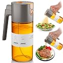 Olive Oil Sprayer & Dispenser Bottle for Cooking 17oz Dark Glass Oil Mister