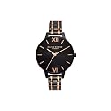 Olivia Burton The England Qtz Basic Slim Black Sunray Round Dial Women's Watch|Ionic Plated Rose Gold Steel Material|Gold Color Band - OB16EN09