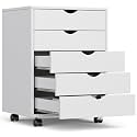 OLIXIS 5 Drawer File Cabinet on Wheels, Printer Stand Storage Cabinet