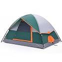 OLIXIS Camping Tent 4 Person, Waterproof Windproof Dome Tent with Multi-Directional Ventilation, Quick 5 Min Setup for Family Outdoor, Backpacking, Hiking, Green