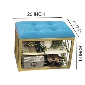 metal frame shoe bench shoe rack with cushioned seat ottoman stoolfor foyer living roombedroom and hallway organizing shoes gold pink